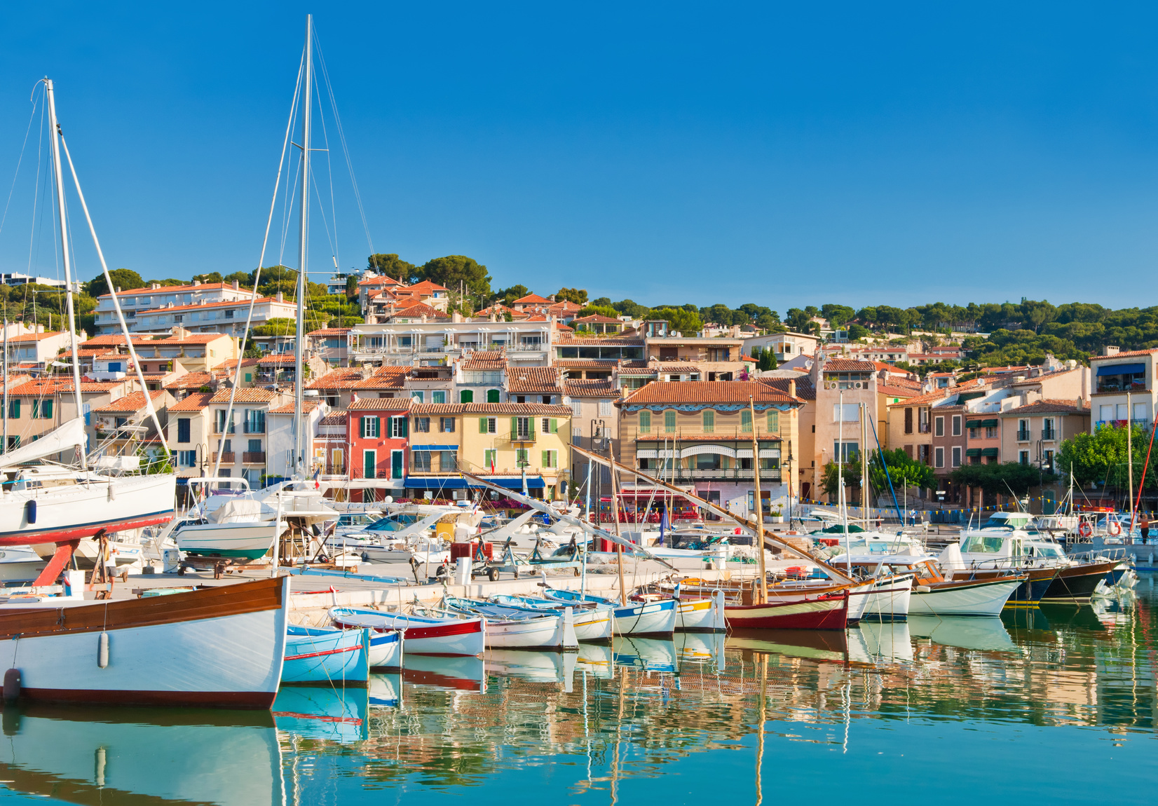 The beautiful town of Cassis in the French Riviera photographed during a clear morning