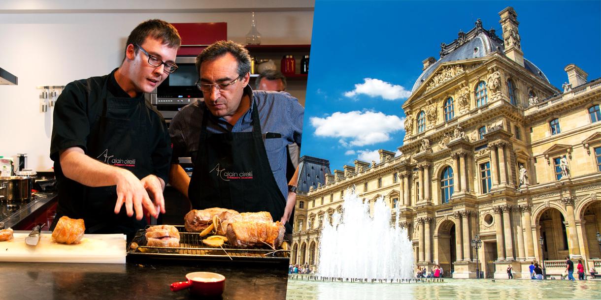Private tour of Louvre, French gastronomy and cooking class in Paris